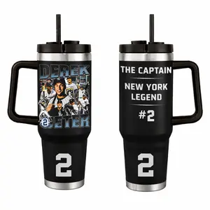 Derek Jeter 2 40oz Tumbler With Handle Stainless Steel Tumbler, The Captian Tumbler, The New York Baseball Tumbler Gift, Iced Coffee Tumbler, Car Holder Tumbler, Game Day Merch, Sunday Baseball Merch, Baseball Gift
