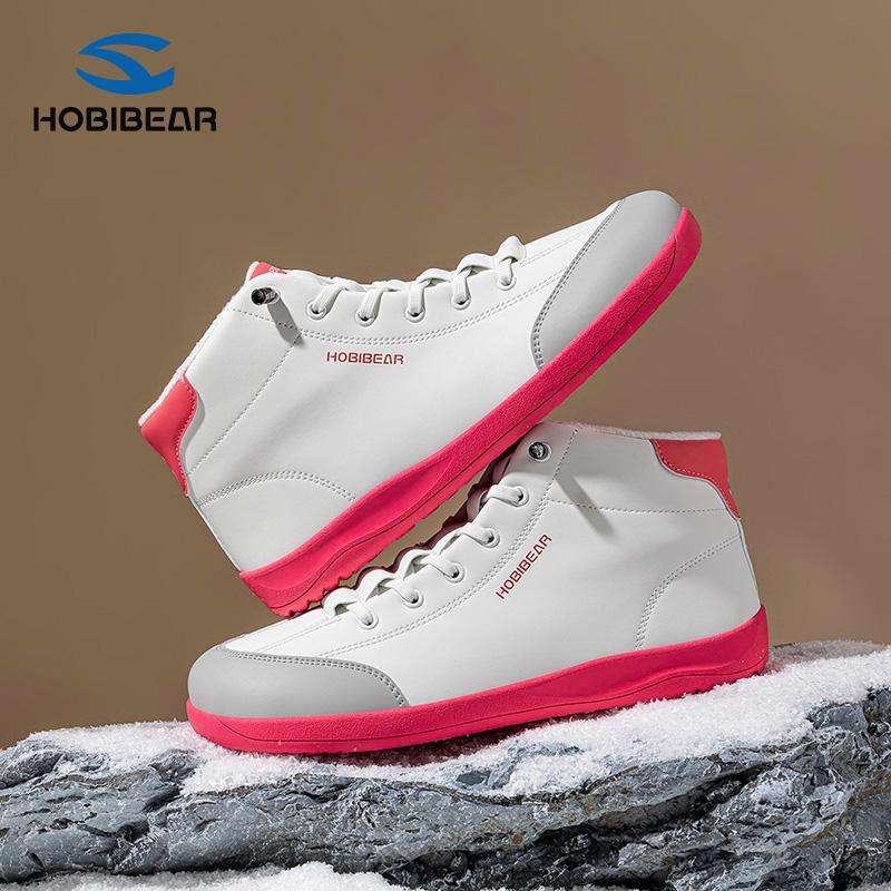 HOBIBEAR Spring/Autumn Wide Fit Synthetic Leather Mid-Top Sneakers with Plush Lining - Women's Flat Shoes