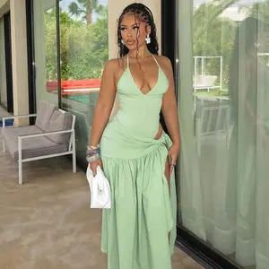 Backless Two Piece Bodysuit with Asymmetric Wrap Skirt Women's Summer Beachwear Casual Elegant Sexy Stretch Bodysuit and Skirt Combination Asymmetrical Neck Set Womenswear