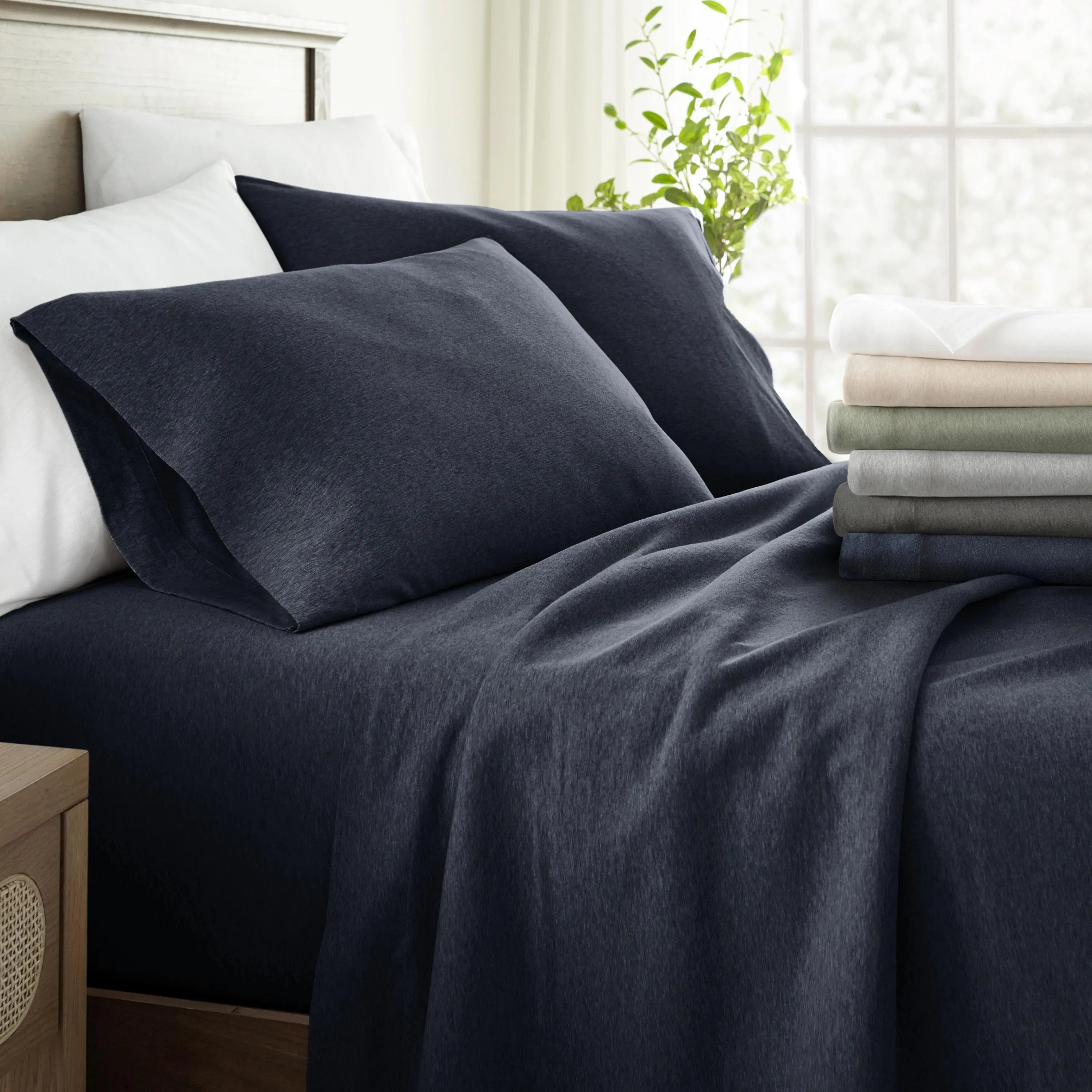 100% Cotton Jersey Knit 4-Piece Sheet Set