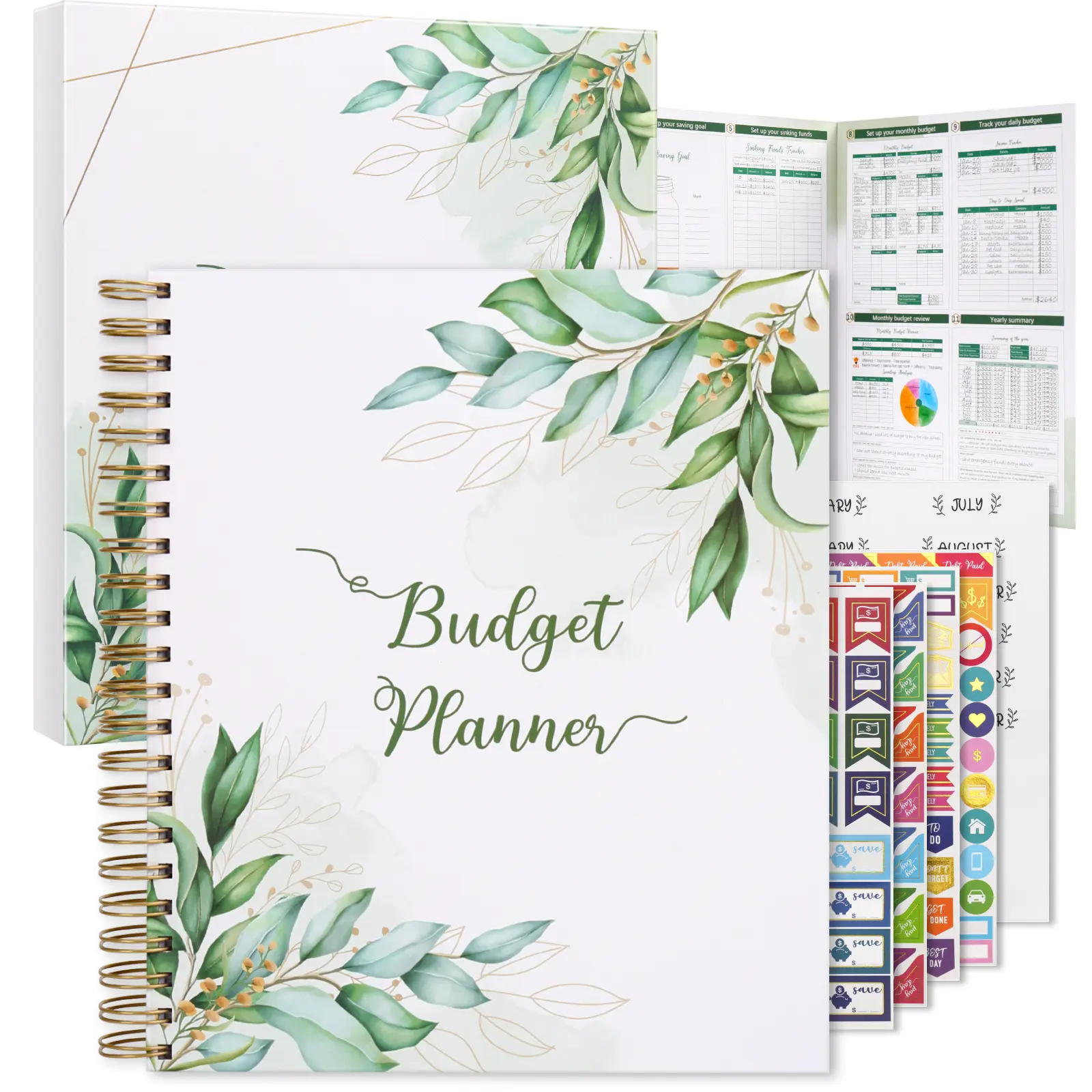 SOLIGT 8.5 x 11 inches Large Budget Planner and Monthly Bill Organizer – Premium Hardcover Budget Book with 12 Pockets for Savings, Debt, Expense Tracking – Budget Tracker with Stickers Financial Journal
