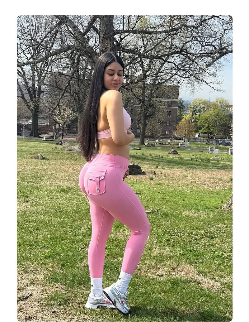 YEOREO CoreFlex Leggings with Pockets for Women Charm Scrunch Workout Leggings V Cross Waist Butt Lifting Gym Yoga Pants