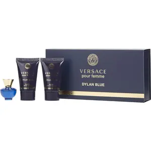 Versace Dylan Blue Set-Eau De Parfum 0.17 Oz Mini & Body Lotion 0.8 Oz Mini & Shower Gel 0.8 Oz Mini For Women Versace Dylan Blue Set-Eau De Parfum 0.17 Oz Mini & Body Lotion 0.8 Oz Mini & Shower Gel 0.8 Oz Mini For Women