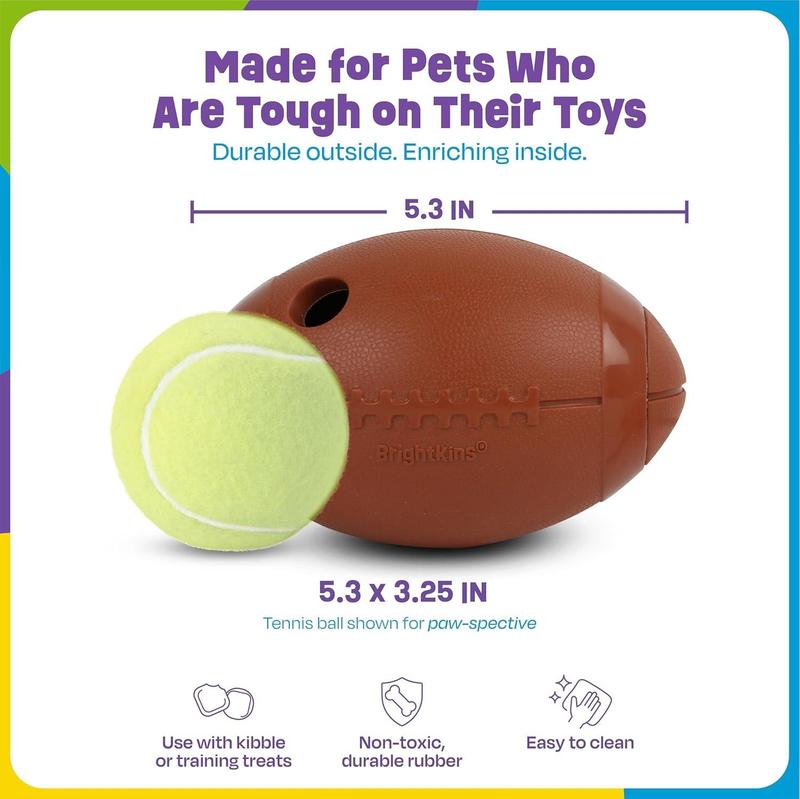 Brightkins Football Treat Dispensers – Tough Football & Basketball Toys for Dog Enrichment, Slow Feeder Training Accessories, Puppy Essentials, and Birthday Gifts