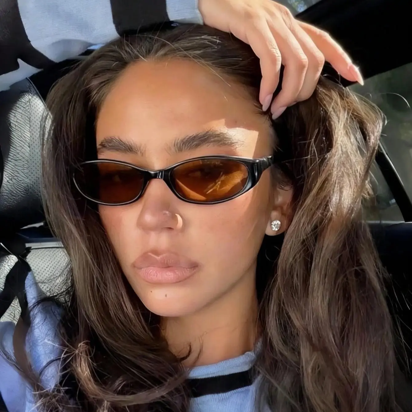 Retro Oval Sunglasses for Women Chic Cat Eye 90s Sunnies Lightweight Narrow Shades Trendy UV protection Sun Glasses