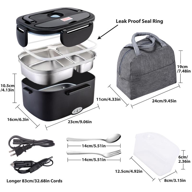 2025 Electric lunch box with Cutlery and  Bag 80W 1,5L, Kitchen Gadgets, Kitchen Utensils Food Storage Container Tableware