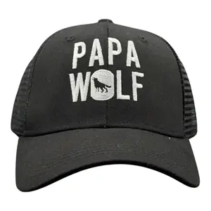 Papa Wolf Hat Funny Sarcastic Father's Day Camping Baseball Cap Funny Hats Dad Joke  Funny Camping  Novelty Caps for Men Black - Standard