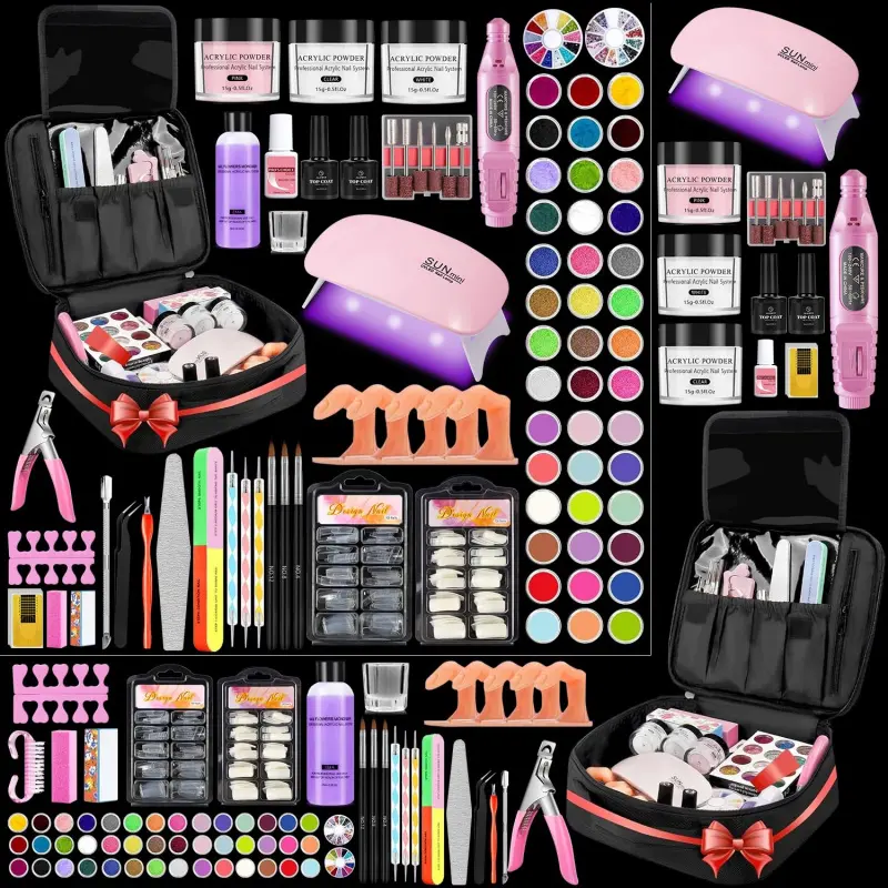 Beginner-Focused Nail Kit Acrylic Set - 42 Colors Acrylic Powders, Liquid, UV Curing Light, Drill, Practice Aid, Organizer Bag Case, Beginner-Friendly, Kit Set, Nail Tech Supplies, Acrylic Gel Monomer Nail Art Kits