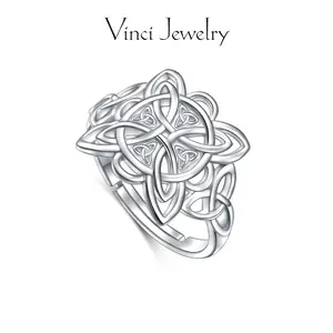 925 Witch's Open Ring Hypoallergenic Adjustable Ring, Exquisite and Hollow-out Design, Unisex for Pagan, Perfect for Daily Wear, Wicca Protection