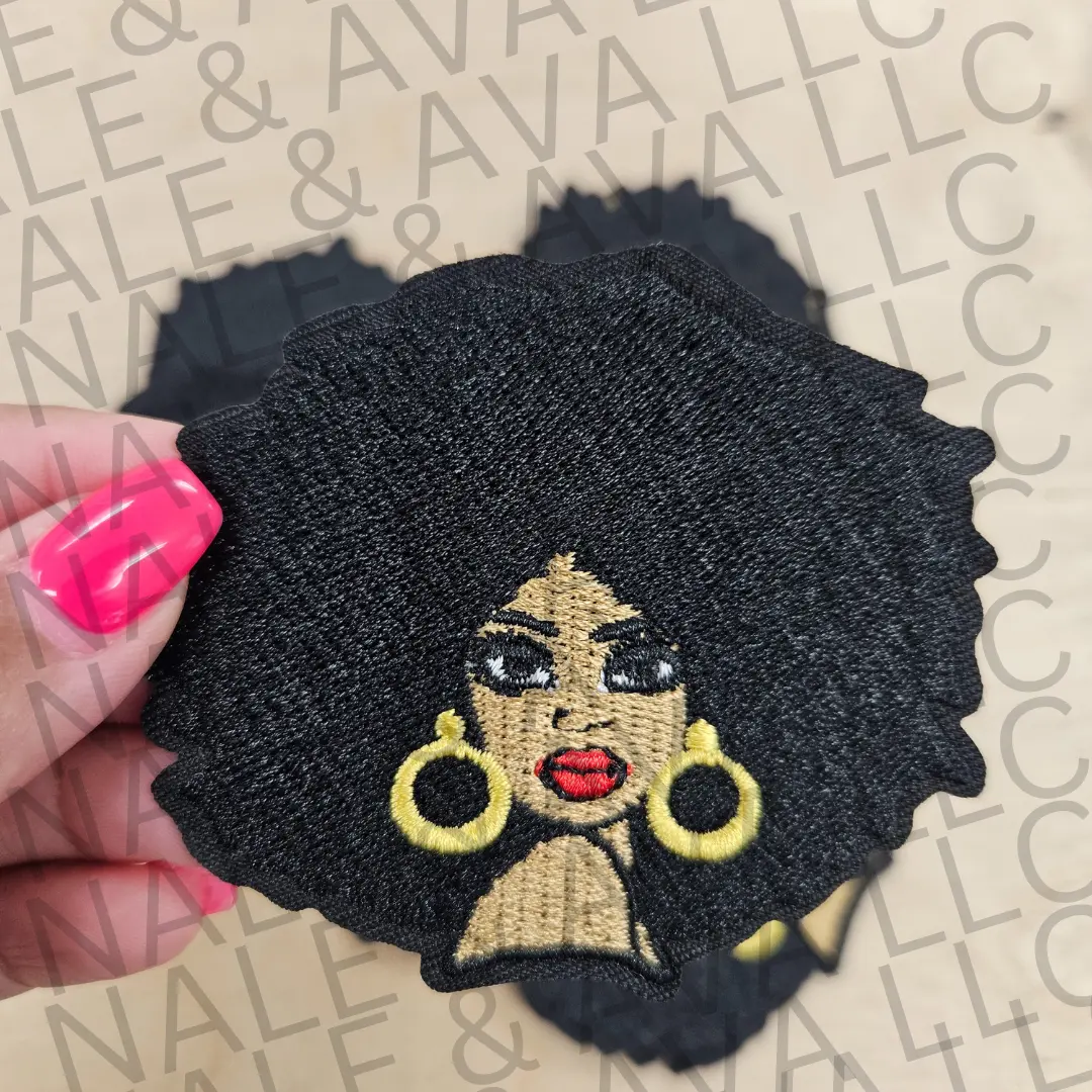 Black Girl Afro Hat Patch (3 Patches)