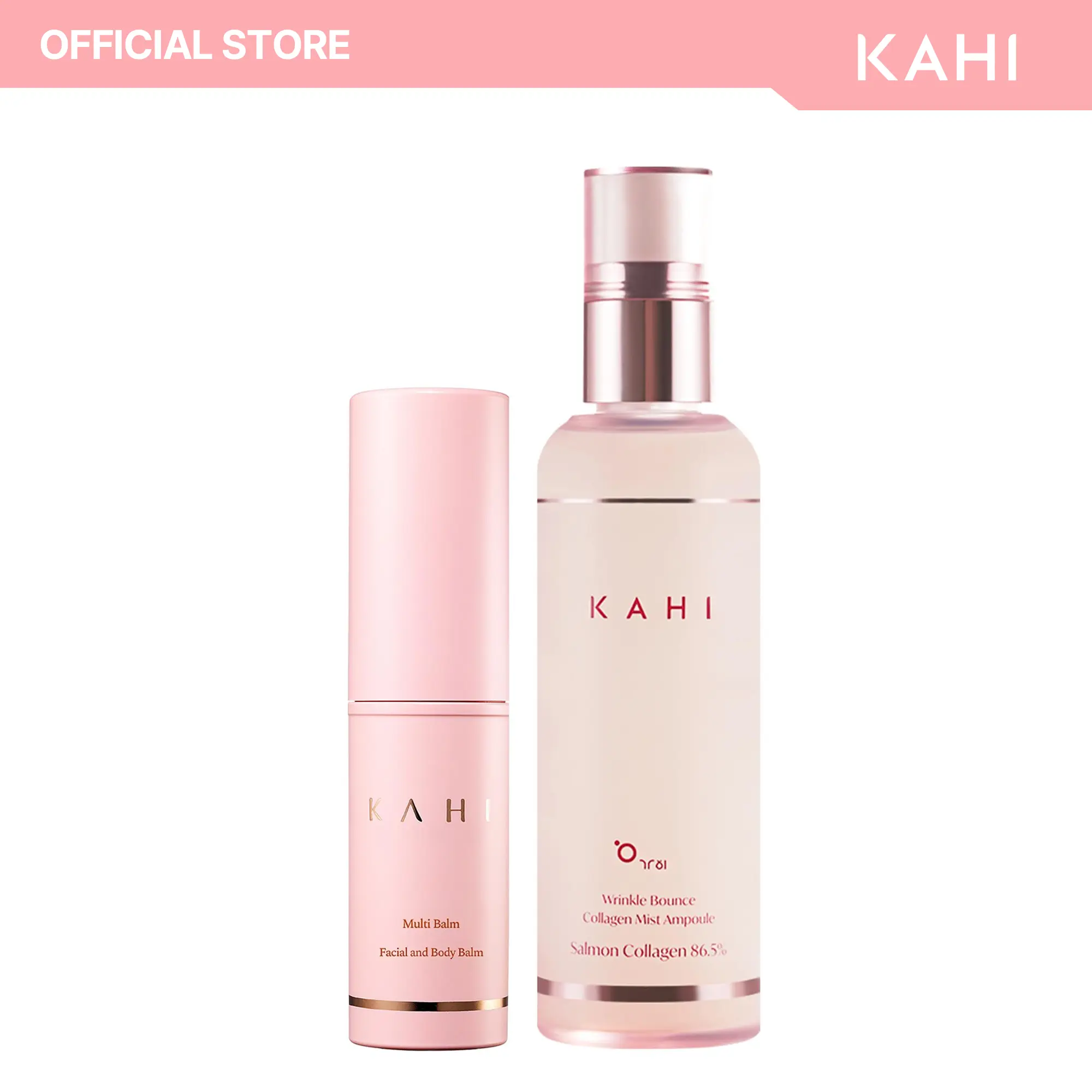 KAHI Dewy Glow Essentials Set - Wrinkle Care Multi Balm Stick & Facial Mist with Salmon Collagen | Hydrating & Brightening for Sensitive Skin, Hydrate, Smooth, Radiant