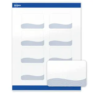 Avery Printable Rectangle Labels, 2" x 3", Glossy White, Pre-printed Blue Waves Design, Sure Feed Technology, Laser & Inkjet Compatible, 160 Total, Great for Branding, Marketing, and Events