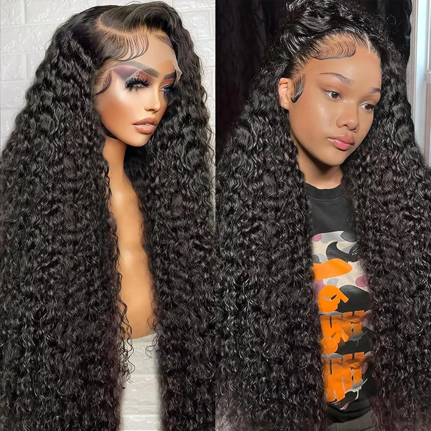 Subella Hair 13x6 Deep Wave Wig 220% Density Human Hair Pre-Bleached Pre-Plucked HD Transparent Lace Ear to Ear Lace Front Wig for Women