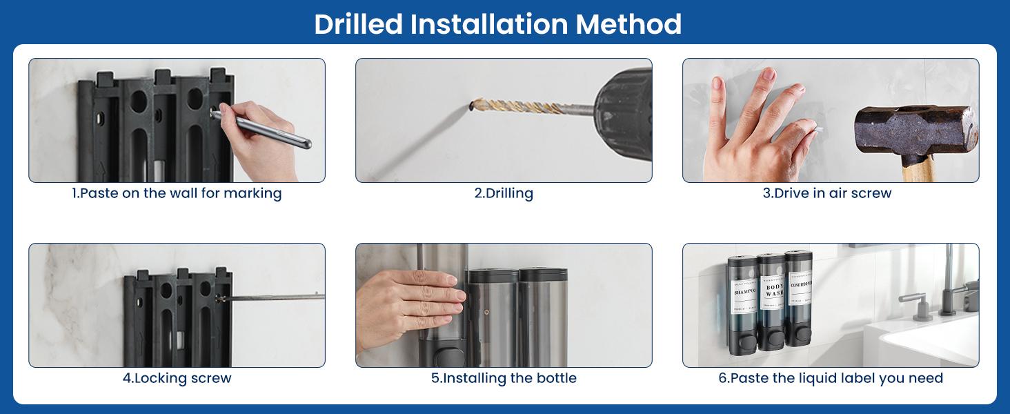 Zoronk Shampoo and Conditioner Dispenser,Unisense Shower Soap Dispenser Transparent 3 Chamber No Drill Wall-Mounted Shampoo Dispenser for Shower Luxury Wall Mounted Shower Dispenser for Bathroom Hotel Large Capacity,Dark Gray Home Goods Black Zoronk Shampoo and Conditioner Dispenser,Unisense Shower Soap Dispenser Transparent 3 Chamber No Drill Wall-Mounted Shampoo Dispenser for Shower Luxury Wall Mounted Shower Dispenser for Bathroom Hotel Large Capacity,Dark Gray Home Goods Black