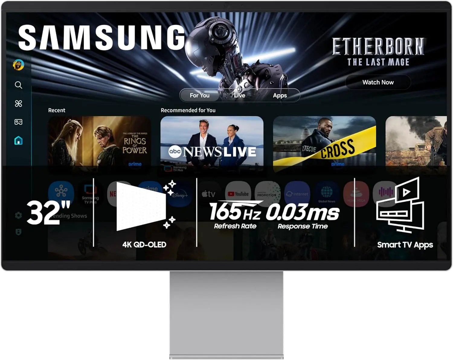 Samsung 32 Inch Smart Monitor M9 M90SF 4K | OLED | 165Hz | G-Sync Compatible | Samsung Vision AI