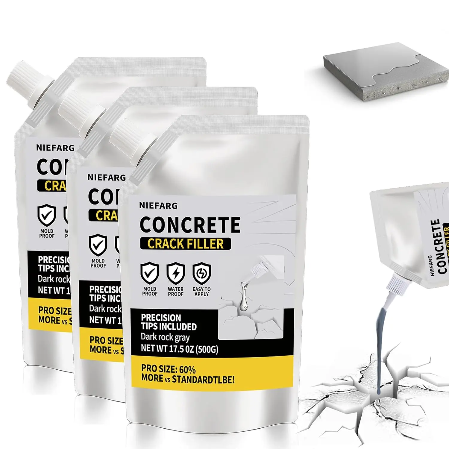 Professional Concrete Crack Filler & Sealant -  Quick-Dry Waterproof Adhesive for Outdoor Repair Driveways Patios Sidewalks Self-Leveling Crack Sealant Elasticity ,Concrete Crack Filler for Driveway, High Elasticity Cement Crack Filler, Patio, Waterproof