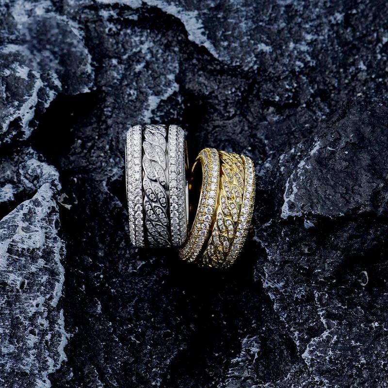 Delzzad Unisex Rotatable Layered Iced Ring Cuban Ring VVS Synthetic Moissanite S925 Band Perfect for Any Occasion & Everyday Wear Lover Birthday Anniversary Christmas Gifts Delzzad Unisex Rotatable Layered Iced Ring Cuban Ring VVS Synthetic Moissanite S925 Band Perfect for Any Occasion & Everyday Wear Lover Birthday Anniversary Christmas Gifts