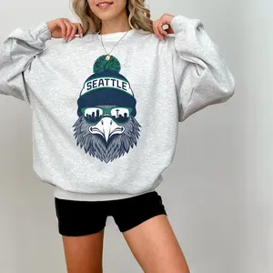 Seattle Football Vintage Sweatshirt – Seahawk Mascot Sports Fan Sweater, Unisex Game Day Graphic Top, Trendy Tailgate Gift