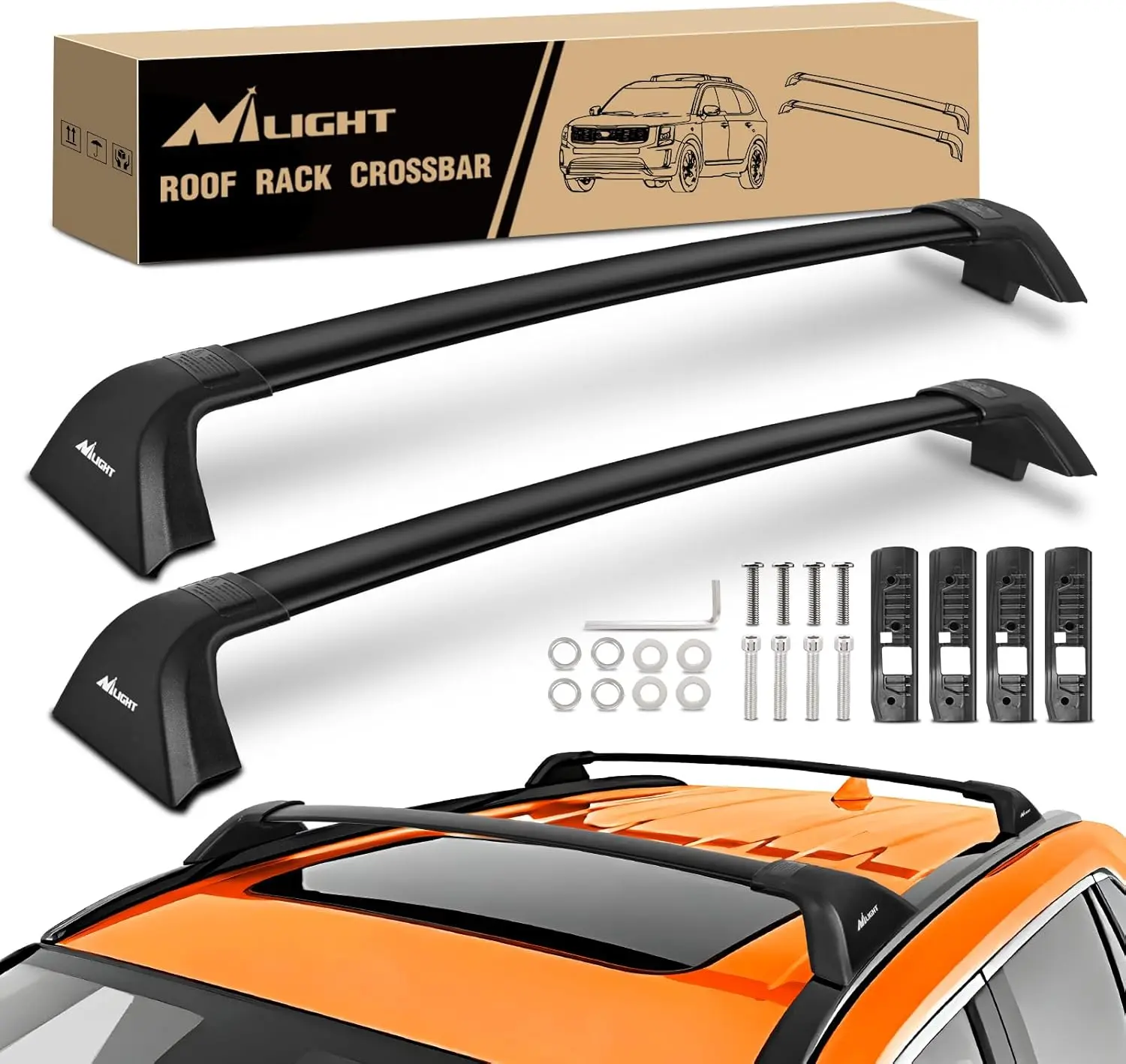 Nilight Adjustable Aluminum Roof Rack Cross Bars for Toyota Highlander XLE Limited Platinum 2020-2023, 0.8in Rubber Pad, Aerodynamic Wind Noise Reduction, Quick Install, 165lbs Max Load, Vehicle Car Accessories