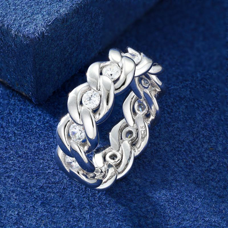 【#R456 】Cuban Ring UCCIYO S925 Sterling Silver Synthetic Moissanite Ring for Women Men Hip Hop Jewelry Gift