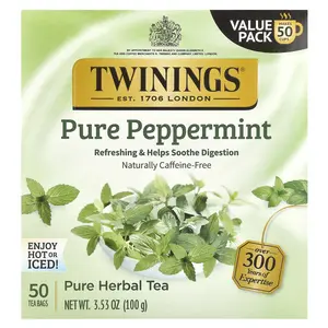 Twinings Pure Herbal Tea, Pure Peppermint, Caffeine Free, 50 Tea Bags, 3.53 oz (100 g)