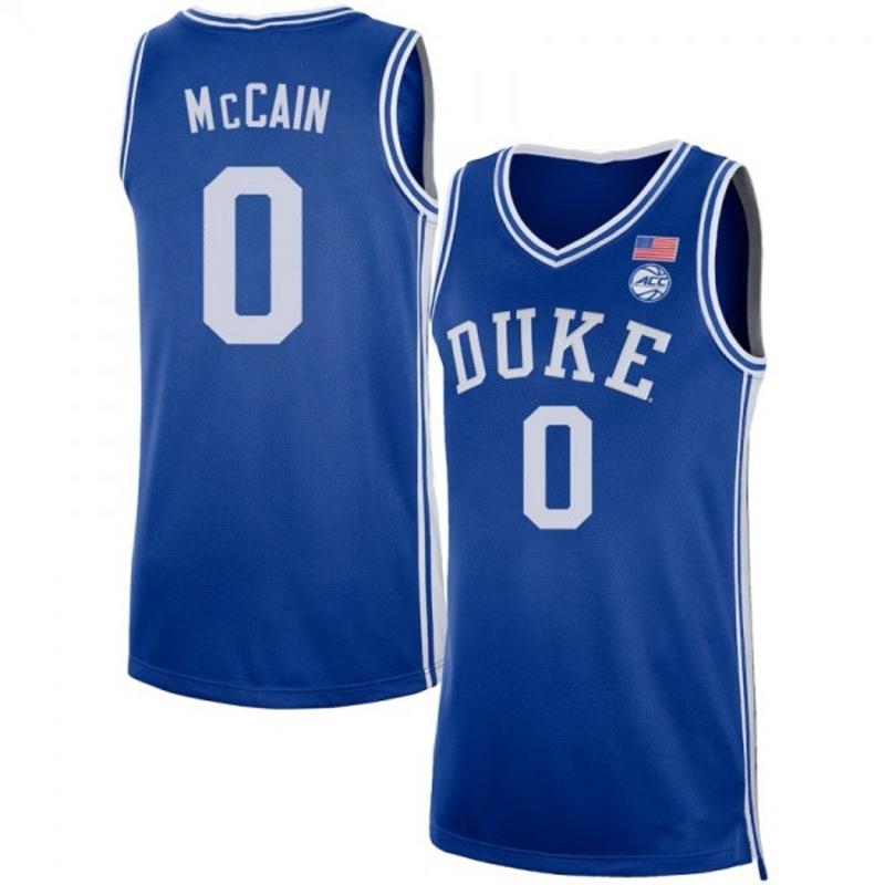 McCain #0 Duke White College Basketball Jersey Tank Top, Breathable Mesh Sleeveless V-Neck Game Day Fan Shirt, Unisex Athletic Streetwear