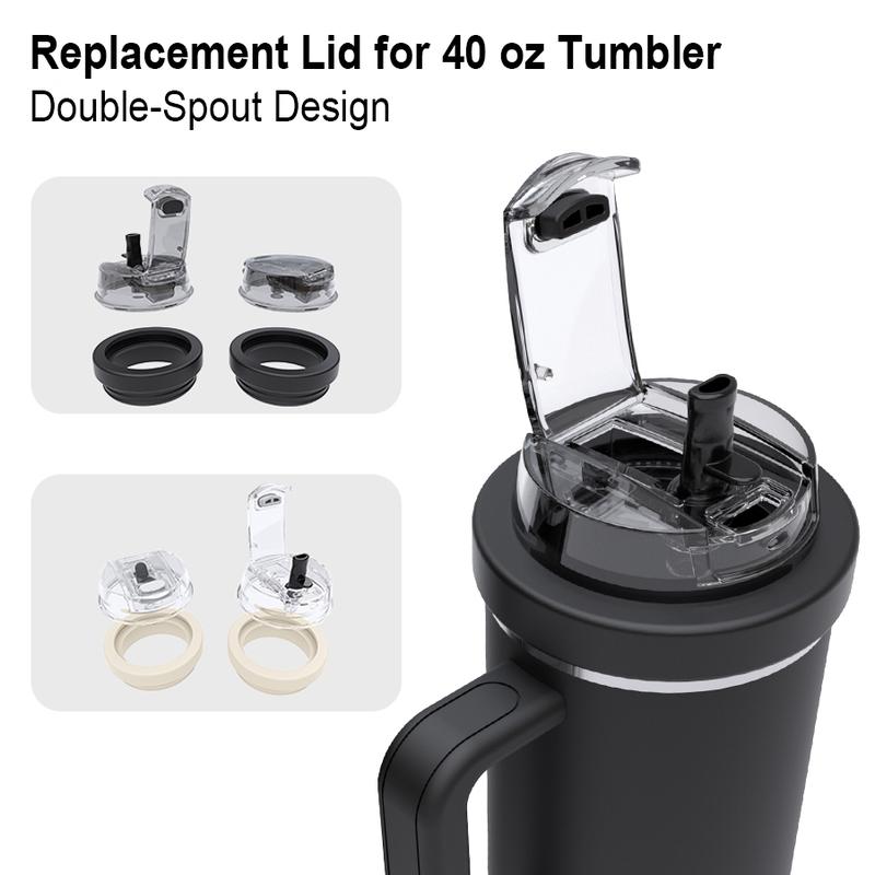 Replacement Lid for 40oz Tumble, Dual-Spout Design,Straw & Sip, Leak-Proof Cup Accessory