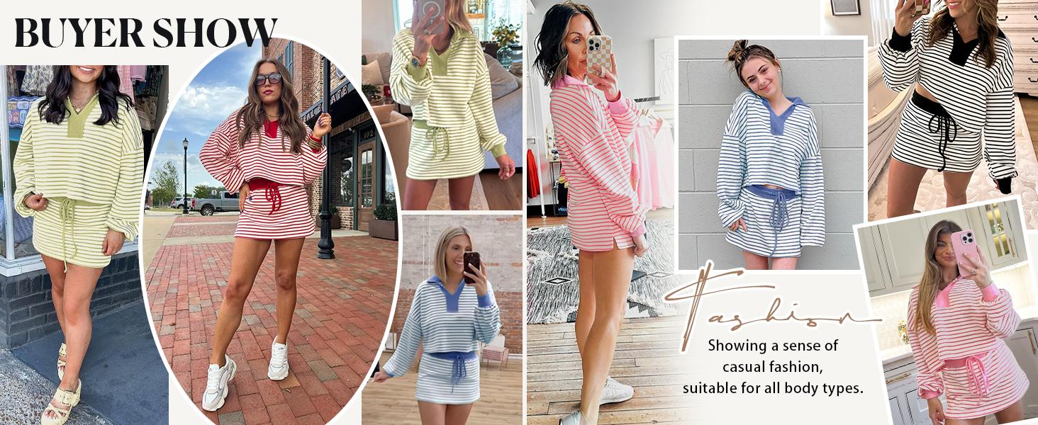 Fisoew Striped 2 Piece Outfits Casual Sweatshirt Skirt Set Long Sleeve Skort Workout Set Matching Lounge Sets Women's Matching Sets Women #Springtok #TikTokShopHolidayHaul #TikTokShopJumpstartSale Fabrics Elastic two piece set Elegance Shorts Fisoew Striped 2 Piece Outfits Casual Sweatshirt Skirt Set Long Sleeve Skort Workout Set Matching Lounge Sets Women's Matching Sets Women #Springtok #TikTokShopHolidayHaul #TikTokShopJumpstartSale Fabrics Elastic two piece set Elegance Shorts
