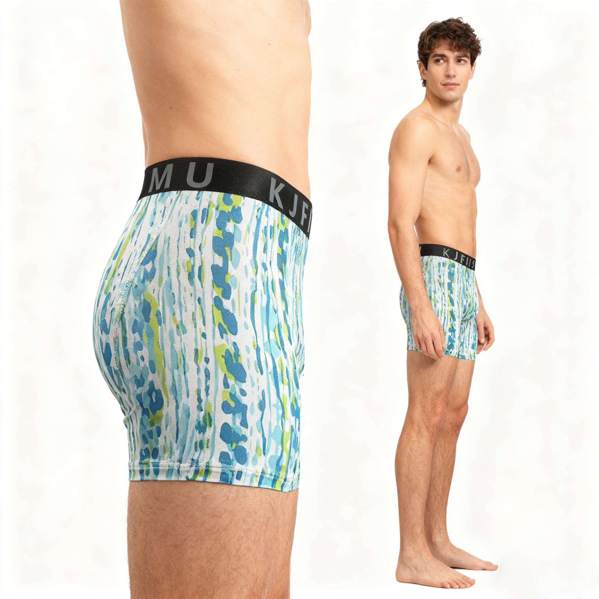 KJFISTMU 12-piece Men's Boxer Briefs Set - High elasticity, full-coverage long boxer briefs, available in various colors and printed patterns, comfortable and snug, suitable for daily wear - Bulk (machine washable and hand washable)