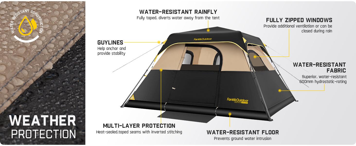 【FathersDayGift】Fanttik Zeta C4/C6 Pro Instant Cabin Tent - 4/6-Person Portable Outdoor Camping Tent with Removable Canopy, Waterproof Fabric, Windproof High-Quality Materials, Quick Setup, Mesh Windows, Roomy Space Summervibes