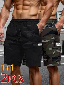 Men’s Camouflage Cargo Shorts, 3-Pack — Outdoor Hiking Multi-Pocket Practical Shorts, Casual Style, Suitable for Summer Hiking, Camping, Cycling, Men’s Sports Shorts