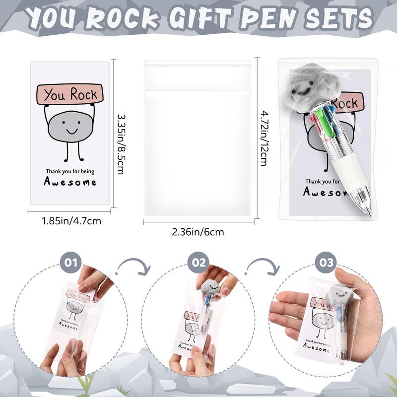 24/50 Sets You Rock Multicolor Pen 4-in-1 Colored Pen with Positive Cards Retractable Ballpoint Pen for Christmas Nurse Employee Appreciation Gifts Dumpster Fire Multicolor Pens for Teacher Coworkers School Classroom Office Supplies Creative Stationery