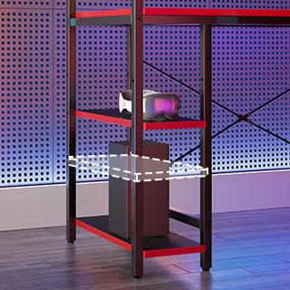 Bestier 44" Gaming Desk with RGB LED Light–Reversible 4-Tier Storage Shelves, Hooks, Cup holder and Magnets Bestier 44" Gaming Desk with RGB LED Light–Reversible 4-Tier Storage Shelves, Hooks, Cup holder and Magnets