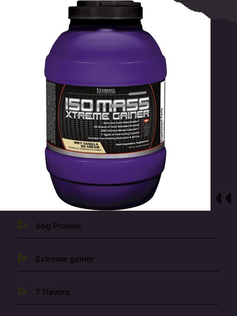 Ultimate Nutrition ISO MASS XTREME GAINER® - Chocolate Milk Flavor, 16:13 Carbohydrate to Protein Ratio, 66g Protein, 7 Flavors, 80 Servings