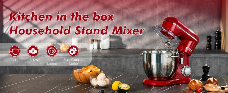 Kitchen in the box Stand Mixer, 6.5QT 10-Speed Tilt-Head Electric Stand Mixer, 3-In-1 Kitchen Mixer with Bowl, Dough Hook, Whisk and Beater, Food Mixer for Baking, Cake and Most Home Cooks