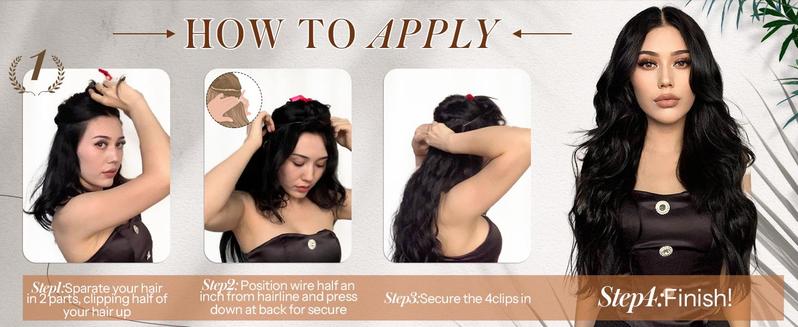 AISI HAIR Invisible Wire Hair Extensions 16 Inch Long Wavy Transparent Wire Adjustable Size 4 Secure Clips for Everyday Wear Natural Look AISI HAIR Invisible Wire Hair Extensions 16 Inch Long Wavy Transparent Wire Adjustable Size 4 Secure Clips for Everyday Wear Natural Look