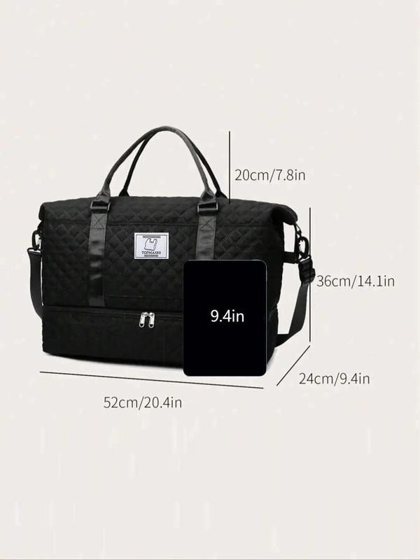 Letter Patched Design Large Capacity Durable Travel Bag, Lightweight Portable Folding Duffel Bag, Multi-function Dry & Wet Separation Bag for Travel, Traveling Bag