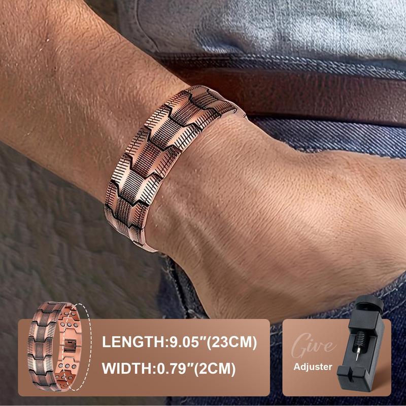 Men’s Magnetic Therapy Bracelet – 99.9% Pure Copper, 3500 Gauss Magnets, Adjustable with Tool, Hypoallergenic. Stylish Wellness Gift for Him.