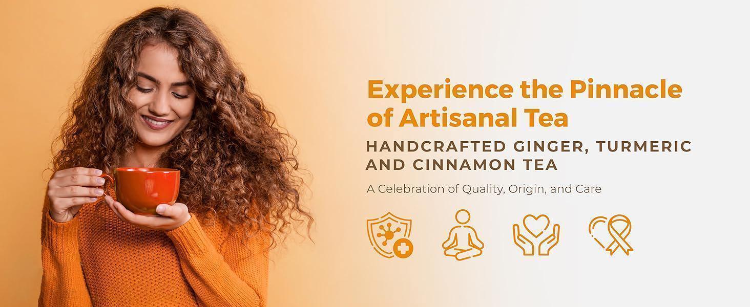 Turmeric Ginger Cinnamon Tea, Handcrafted Herbal Blend – Caffeine Free, Light Digestive Comfort, Enjoy Hot, All-Natural