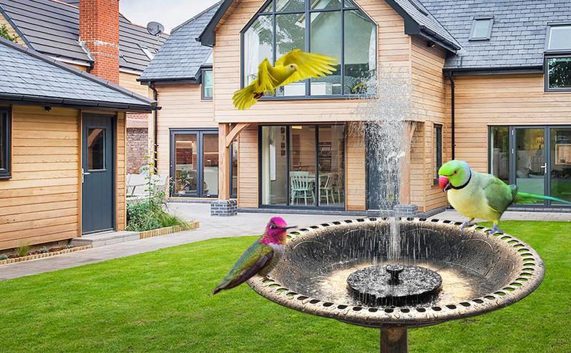 VINGLI 28 Inch Bird Bath with Solar Fountain Antique Copper Weather Resistant Resin Pedestal Birdbaths Floral Accents and Vintage Finish Garden Decor for Outdoor Lightweight Courtyar