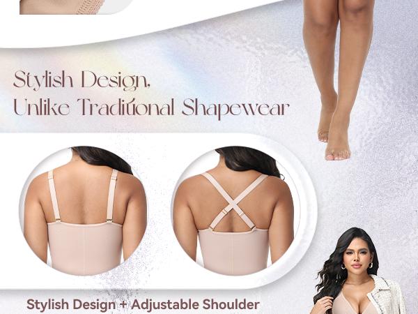 SHAPSHE Women's Single-Row Hook & Zipper Waist Shapewear for Butt Lifter Bodysuit - Seamless Shaping & All-Day Comfort