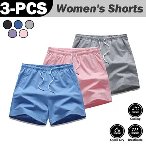 Women's Cooling Shorts 3-Piece Set Summer Loose Casual Drawstring Home Sports Pants