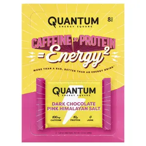 Quantum Energy Square Dark Chocolate Pink Himalayan Salt, 8 Bars, 1.69 oz (48 g) Each