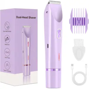 Electric Bikini Trimmer for Women, 1 Set Rechargeable 2 in 1 Body & FacialHair Removal for Winter Gift, Waterproof Wet &Dry Use Trimmer for Women, Halloween Christmas Gift, Fall Essentials