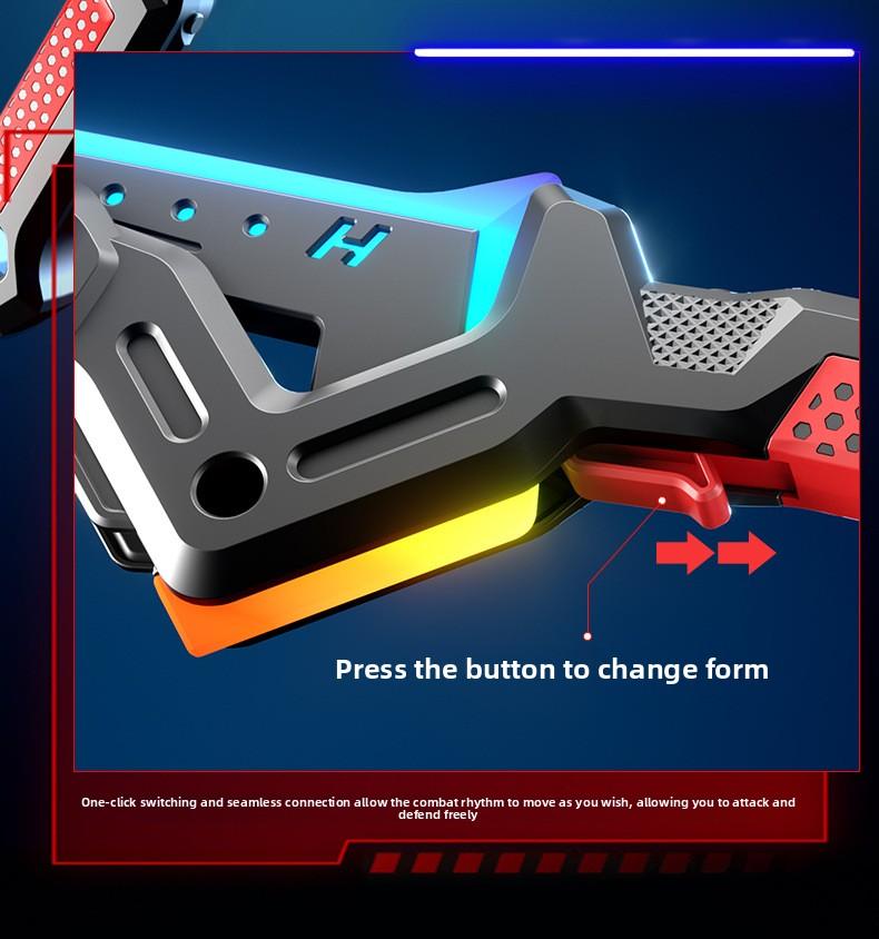 Cool Shadow Sword Ax with LED Lighting Effect 7-Color RGB Changing Atomizing Spray Transformable Dual Form Battle Ax for Role Play Party Christmas Gifts