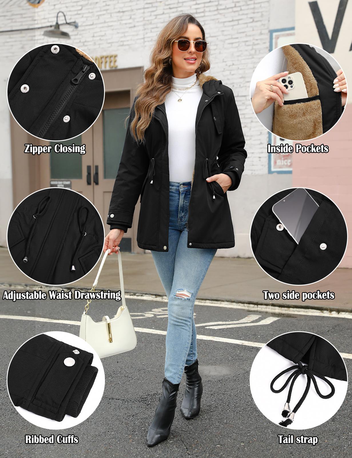 Women's Fleece Thicken Waterproof Rain Jacket Outdoor Lightweight Hooded Raincoat for Hiking Travel with Pockets For Winter FallFreshness #outdoorfun SpringStatements Women's Fleece Thicken Waterproof Rain Jacket Outdoor Lightweight Hooded Raincoat for Hiking Travel with Pockets For Winter FallFreshness #outdoorfun SpringStatements