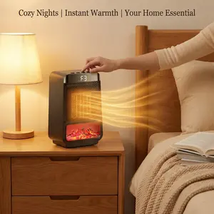 Portable Electric Space Heater with Thermostat, 1000W/800W Safe and Quiet Ceramic Heater Fan, Heat Up 200 Square Feet for Office Room Desk Indoor Use, Silver