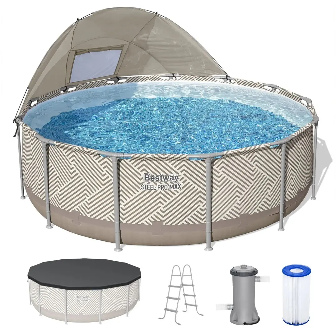 Bestway Steel Pro MAX 13' x 42" Round Above Ground Frame Pool Set, Including Canopy and Ladder (Home Improvement, Garden & Pool Supplies)