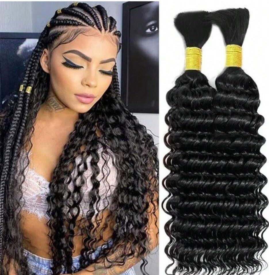 Human Braiding Hair for Boho Braids Deep Water Wave Bulk  display picture 3