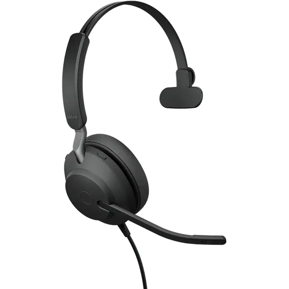 Jabra Evolve2 40 SE Mono Wired On-Ear Headphones with Memory Foam Cushions, Noise-Canceling Sound Isolator, UC Compatibility & USB-A/Type-C Connectors